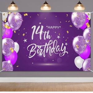 Purple and Silver Birthday Party Backdrop